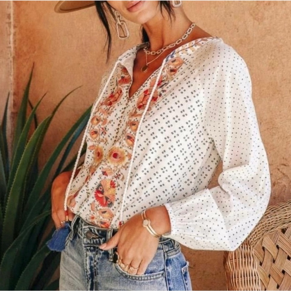 Bohme spanish Embroidered pheasant top